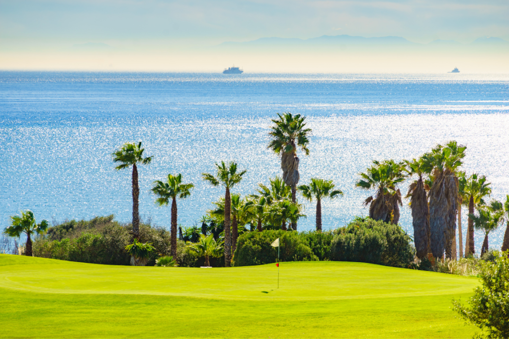 Views over the golf course to the sea